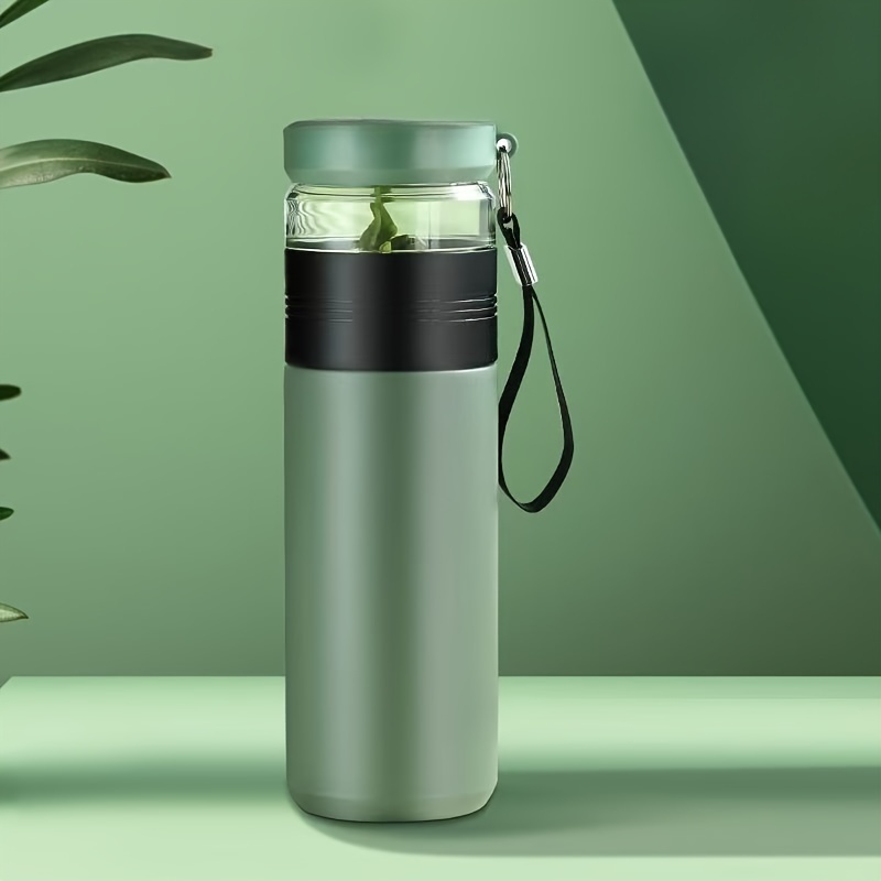 Image of 1pc 450ml/15.2oz Leakproof Water Bottle With Tea Filter, Stainless Steel Vacuum Insulated Bottle - Portable For Travel, Hiking, School - Ideal For Valentines, Easter, , Mother's Day. .