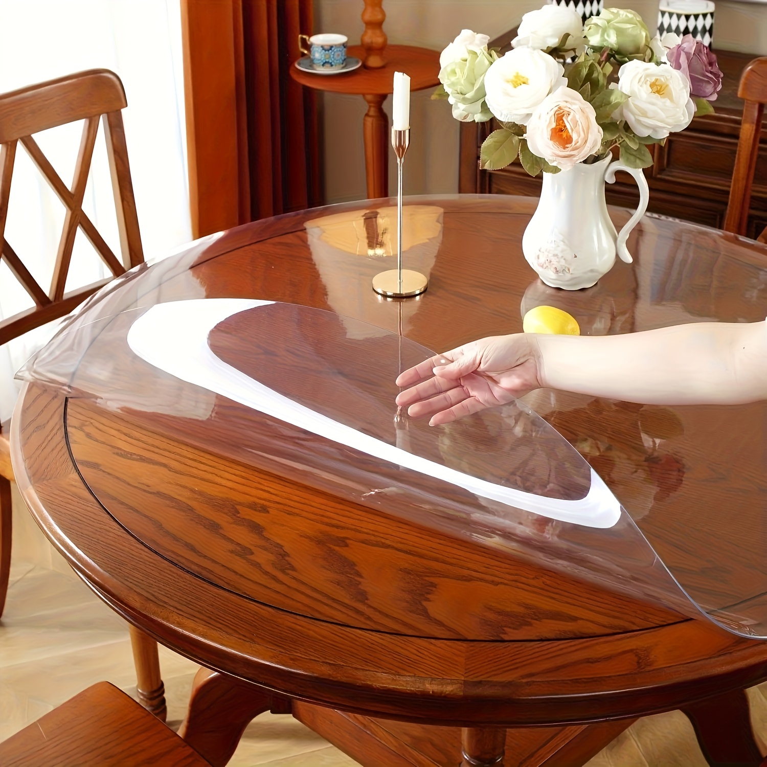 Round Table Pads Wood Table Glass Protector PVC Tablecloth Round