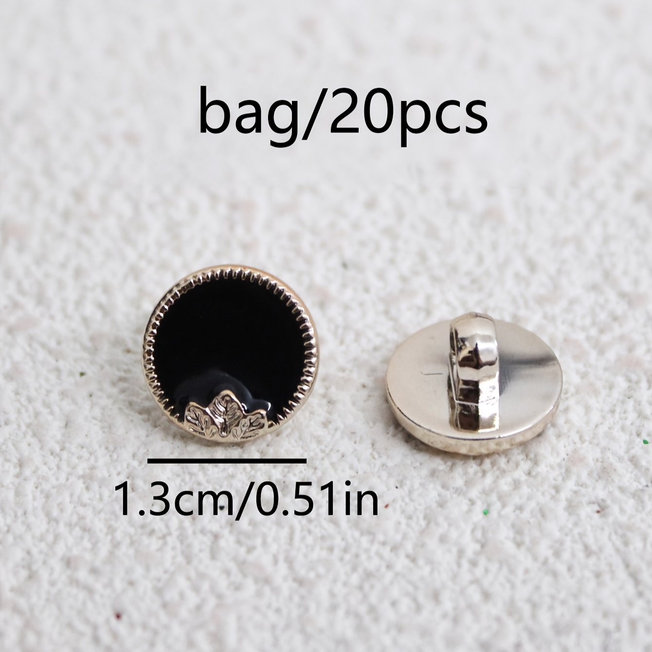 Image of 20pcs/pack 1.3cm Golden- Leaf Black Buttons, Versatile For Coats Skirts Shirt Cuffs Collars Tops Hand Sewing Decorative Fasteners