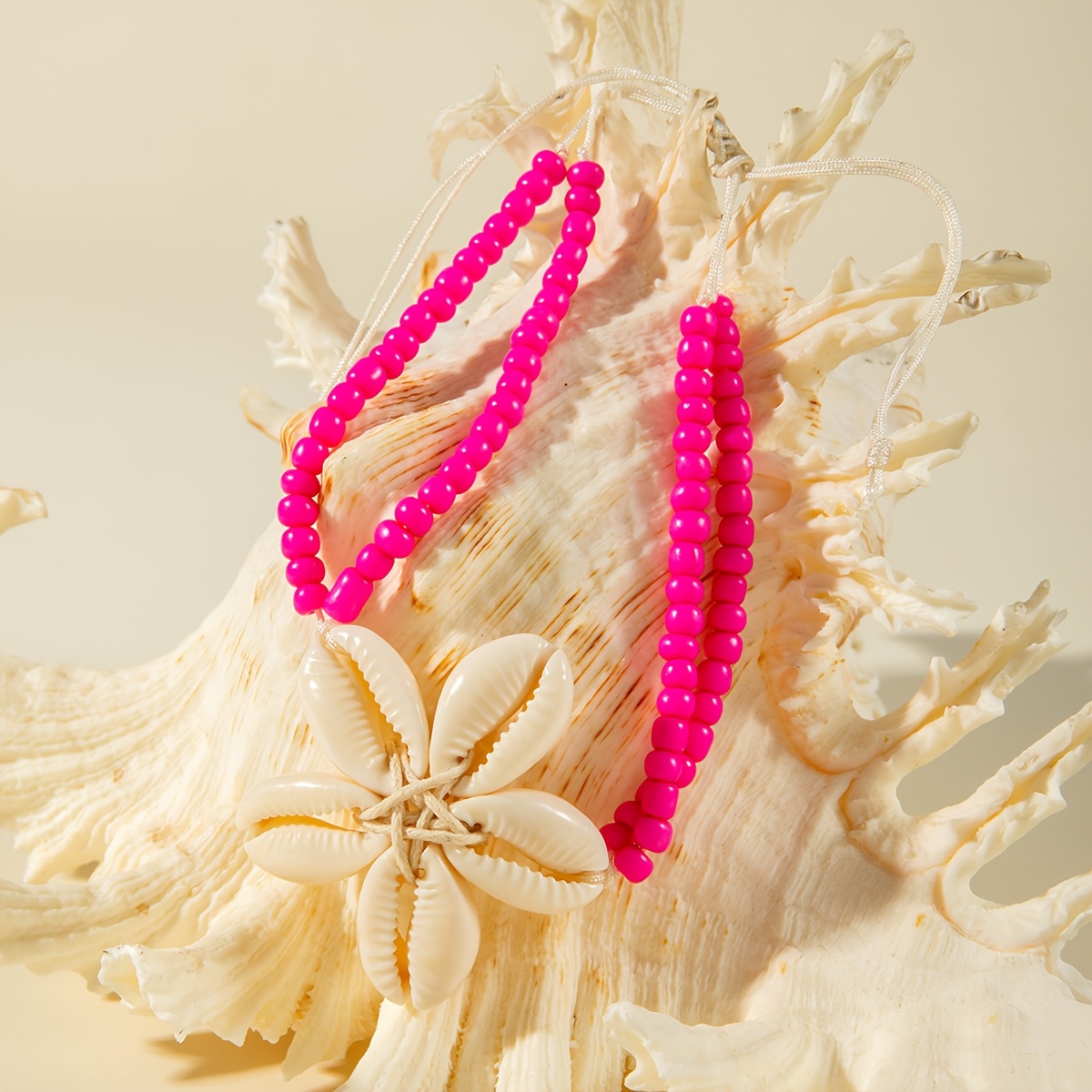 Bohemian Ocean Style Resin Scallop Woven Flower Anklet