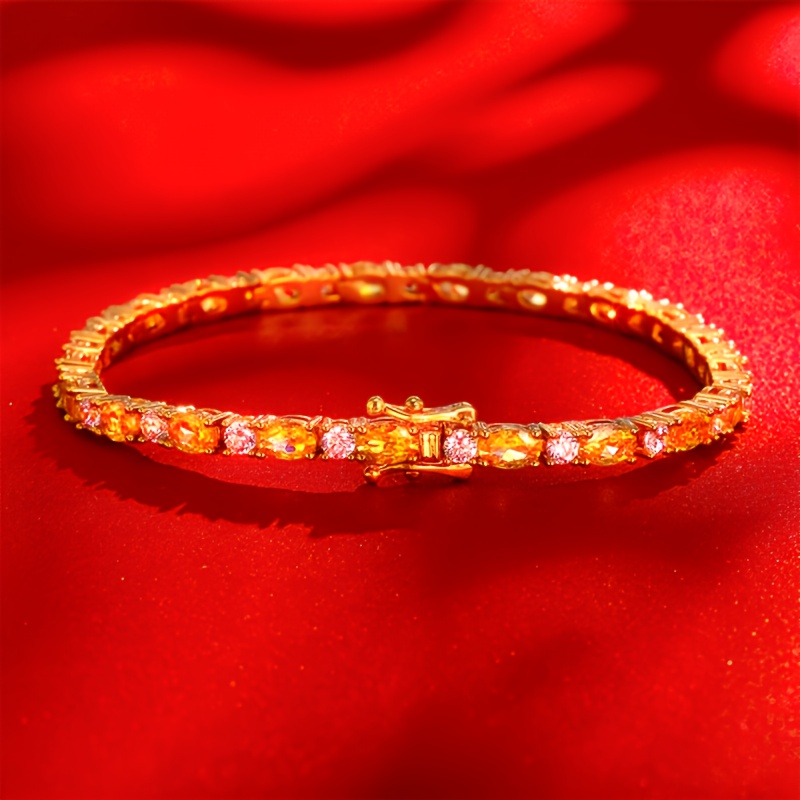 Image of 925 Silver, Women's Golden Jewelry Bracelet Yellow Moissanite Fashionable And Elegant, For Attending Banquets, Christmas, Valentine's Day, Mother's Day, Presented Exquisite Gift Box
