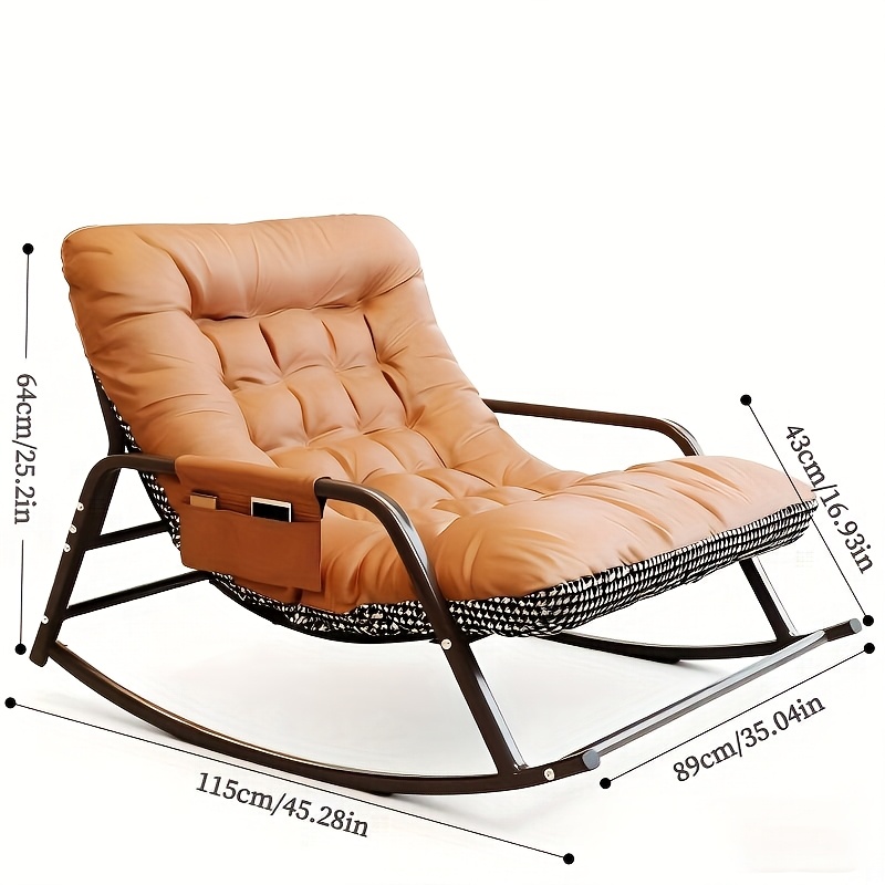 1pc - Modern Living Room Bedroom Rocking Chair | Indoor Double Sofa Lounger with Cushion, Garden Recliner with Armrests, Multi-Functional Zero Gravity Chair for Bedroom, Study, Reading Corner, Bay Window Area, Ergonomic Chair with Soft Cushion and M