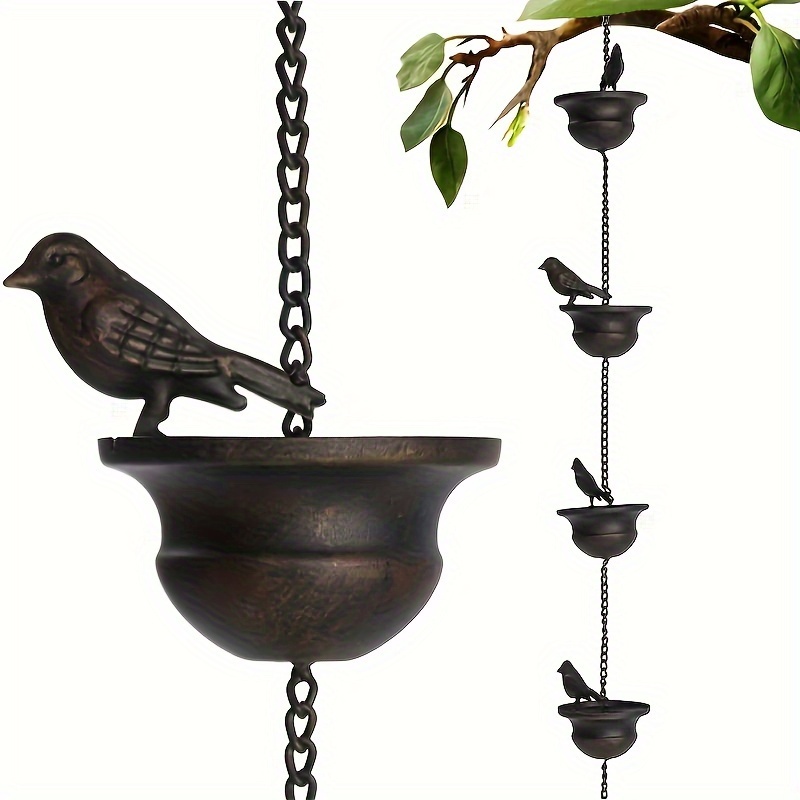 

Rain Chain For Outdoor Garden - Decorative Hanging Plaques & Wall Art, Rainwater With Bird Sculptures, No Electricity Required For Garden, Patio, And Decoration