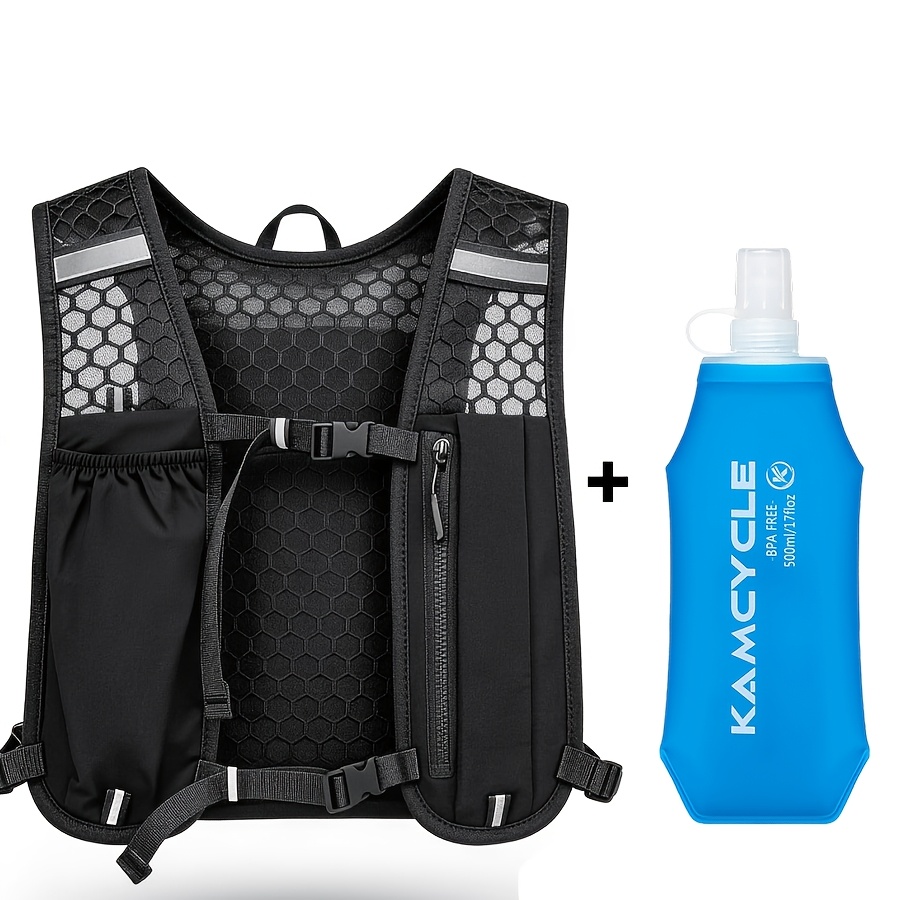 Vest With 500ml Soft , Camel Hydration Backpack With 500ml Water Bottle, Adjustable Men's Running Hydration Vest, Lightweight And Breathable Hydration Pack For Trail Running, Hiking, Marathon, Cycling