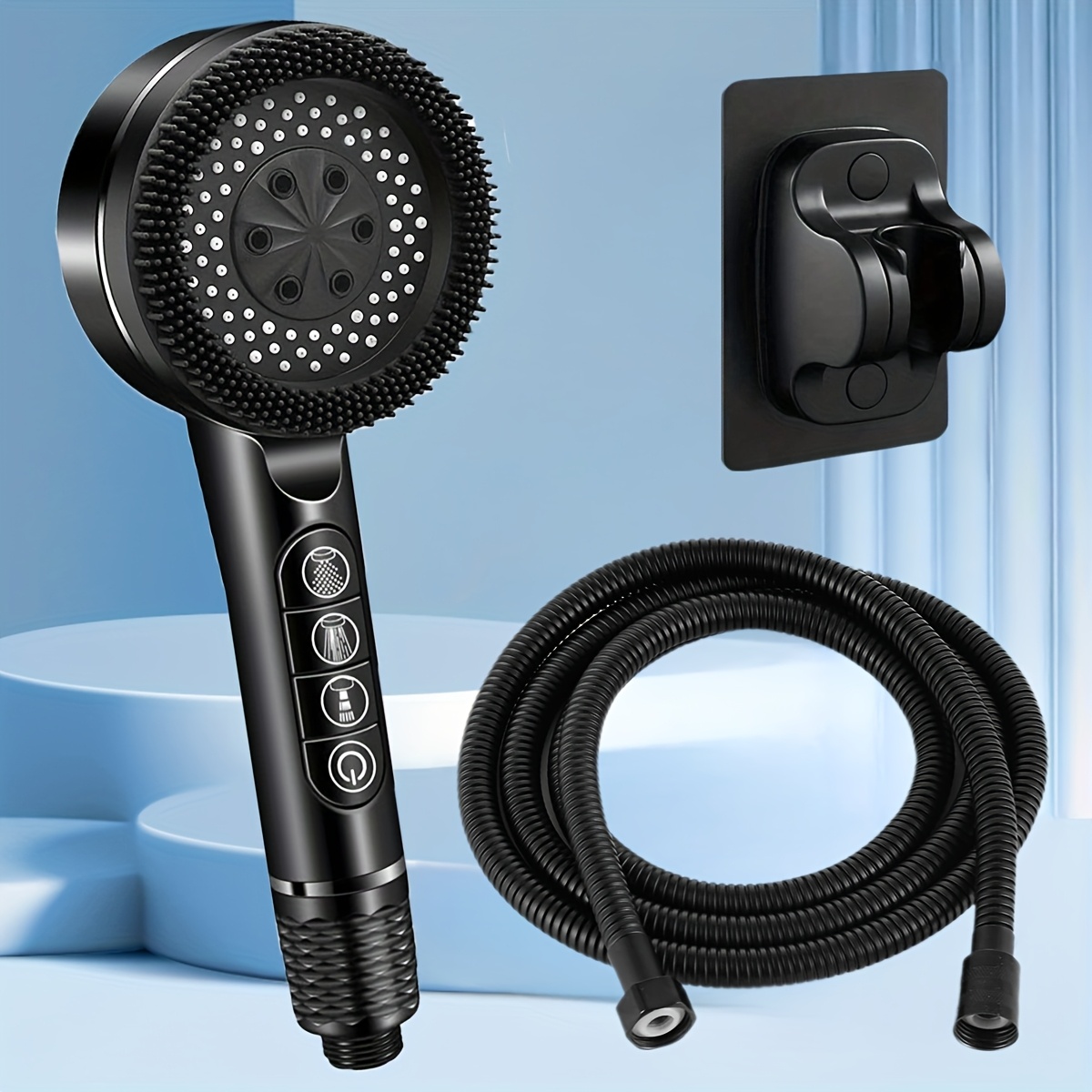 Image of Rainco Gorege Shower : High-pressure Shower Head With Powerful Water Flow, 1.5-meter Reinforced Hose, Wall-mounted Installation, Handheld Shower Set For Home Use. For Shower Use