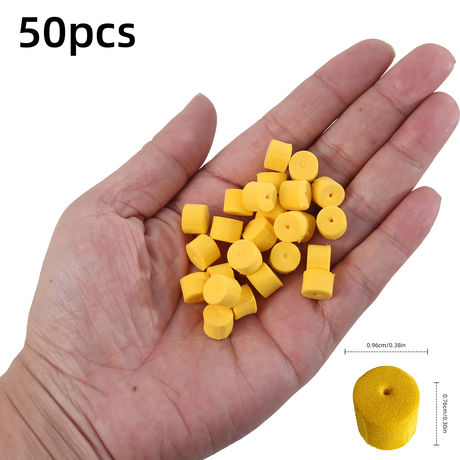 TEMU 50pcs Turiou Eva Foam Beads Float Blocks - Cylindrical Anti-sinking Suitable For European Carp Fishing, Ronnie Rig Floats For Fishing, Saltwater