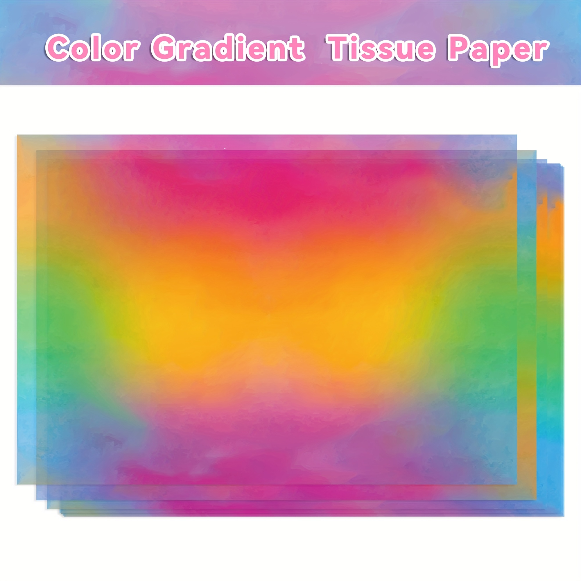 50pcs Colorful Gradient Printed Tissue Paper, 19.8x13.7 Inches - Elegant Flower And Gift Wrapping For Birthday, Weddings & Packaging Decorations