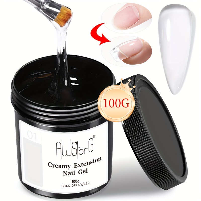 Image of Awstorg 100g Creamy Nail Extension Gel Milky Clear Nude Acrylic Hard Gel For French Nails Art Manicure Semi-permanent Varnish