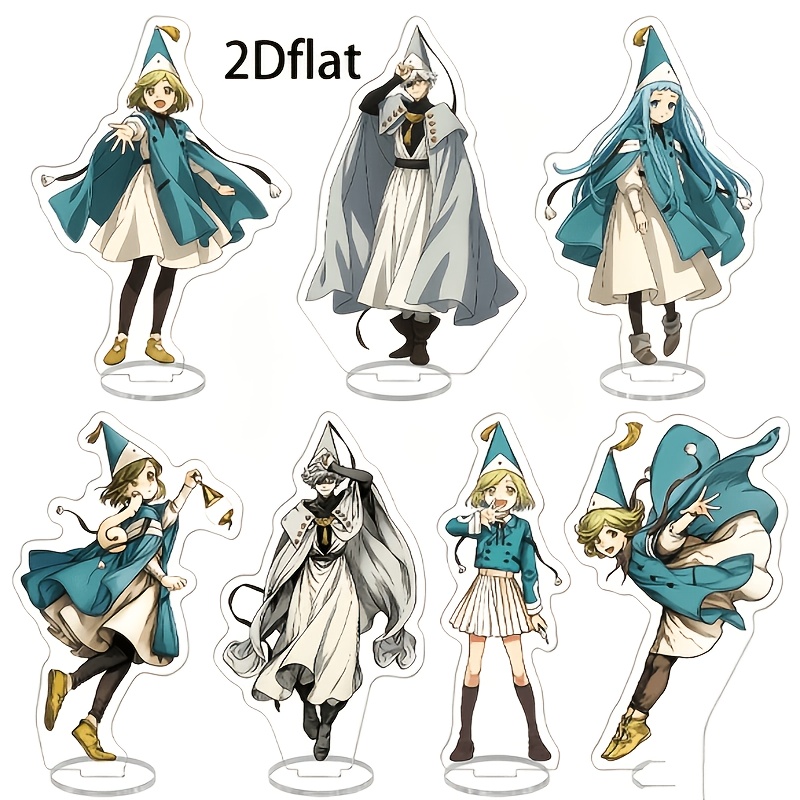TEMU 2D, Juego 2D de 7 piezas de nueva figura de anime acrílica con soporte, adorno de escritorio de anime mágico con sombrero , pequeño regalo