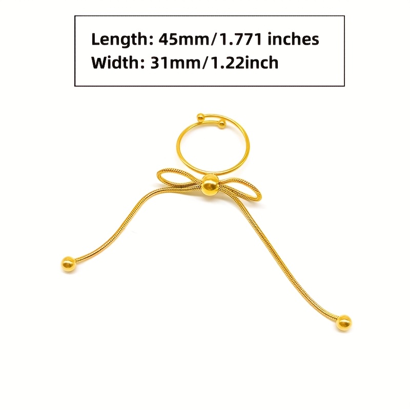 Minimalist Titanium Bow Ring Bangle - Golden Tone
