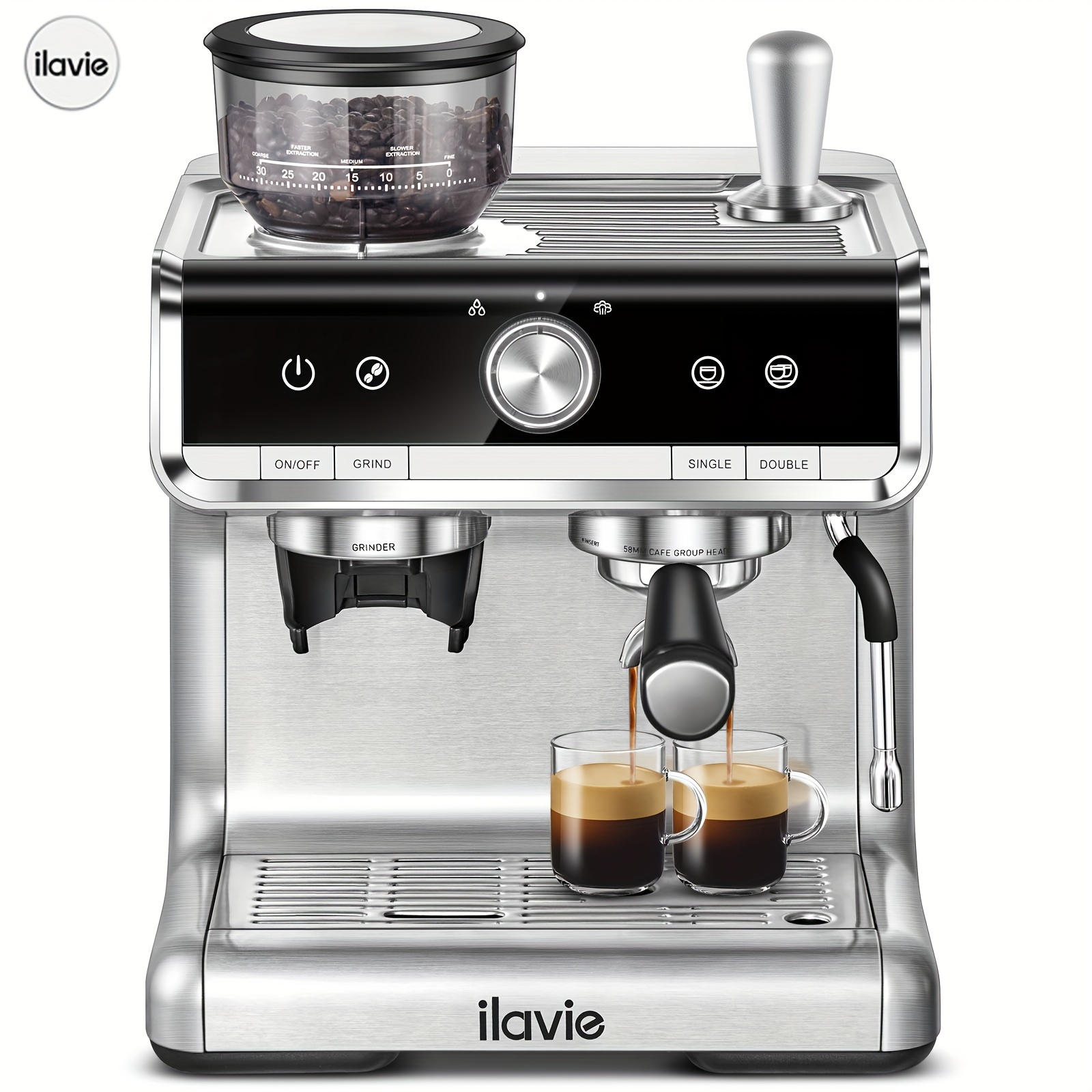 

Ilavie, Espresso Machine With Grinder, Maker For Home, 20 Bar Super-automatic Espresso Machines For Espresso & & Latte, 2.8l Water Tank, 1450w