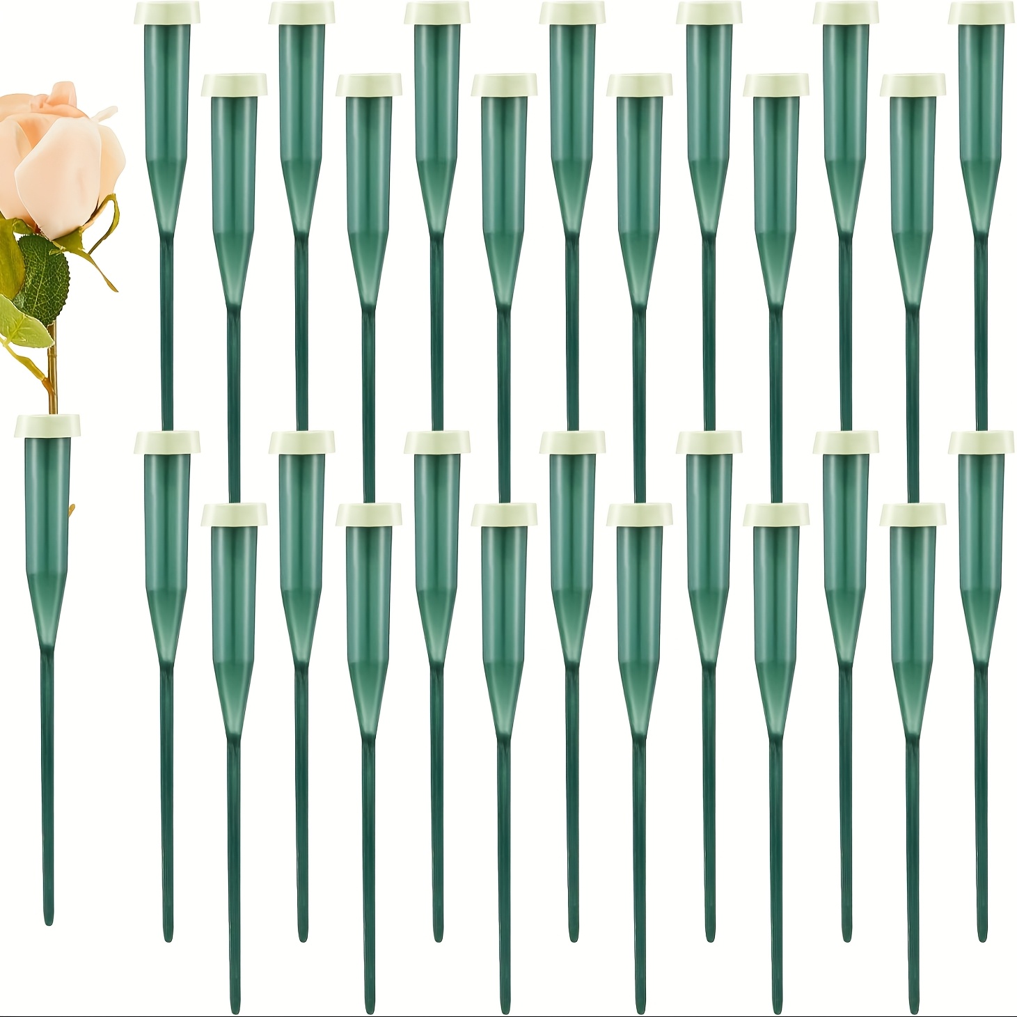 TEMU 90pcs 6 Inch Floral Water Tubes Green Floral Tubes Plastic Flower Tubes Supplies For With Rubber For Flower Stem Arrangements Florist Supplies