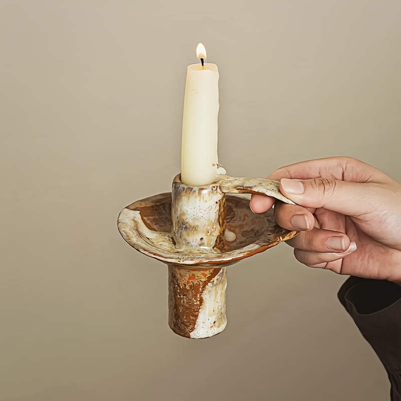 Handcrafted Retro Ceramic Candlesticks with Kiln Texture and Transformation Techniques, Durable and Beautiful, Suitable for Home and Homestay Use, Helping to Create a Warm Atmosphere