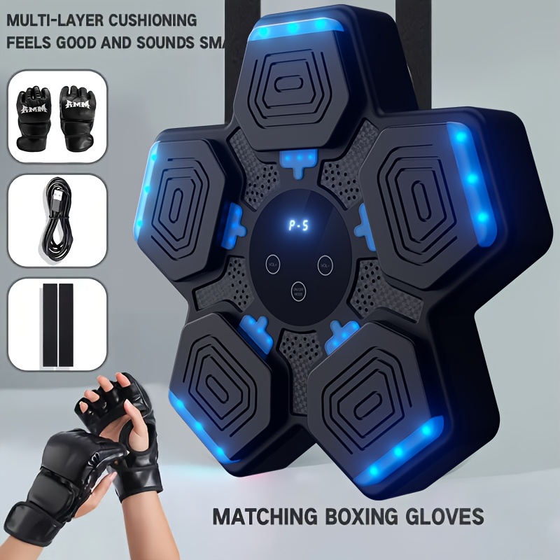 TEMU Airrdeli Music Boxing Machine With Boxing Gloves, Smart Boxing Machine With Led Electronic Wall Mounted, Music Boxing Workout Punching Equipment For Home