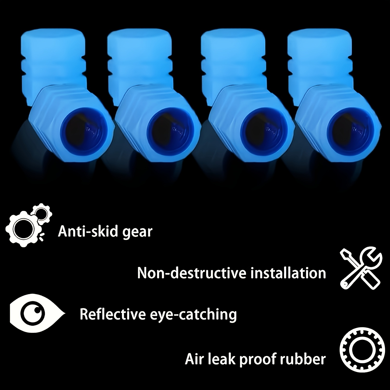 TEMU 13pcs Fluorescent Tire Valve Capscool Luminous Luminous Tire Valve Caps, Durable Sealed And Dustproof Design, Suitable For Universal Decorative