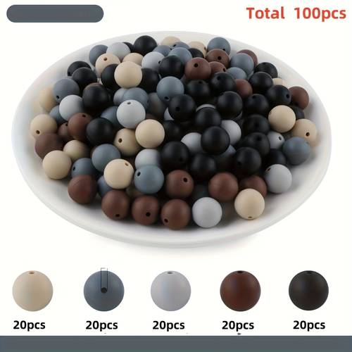 100pcs silicone beads 9 12 15mm bulk silicone beads for keychain making 15mm silicone beads for pens and bracelet making black