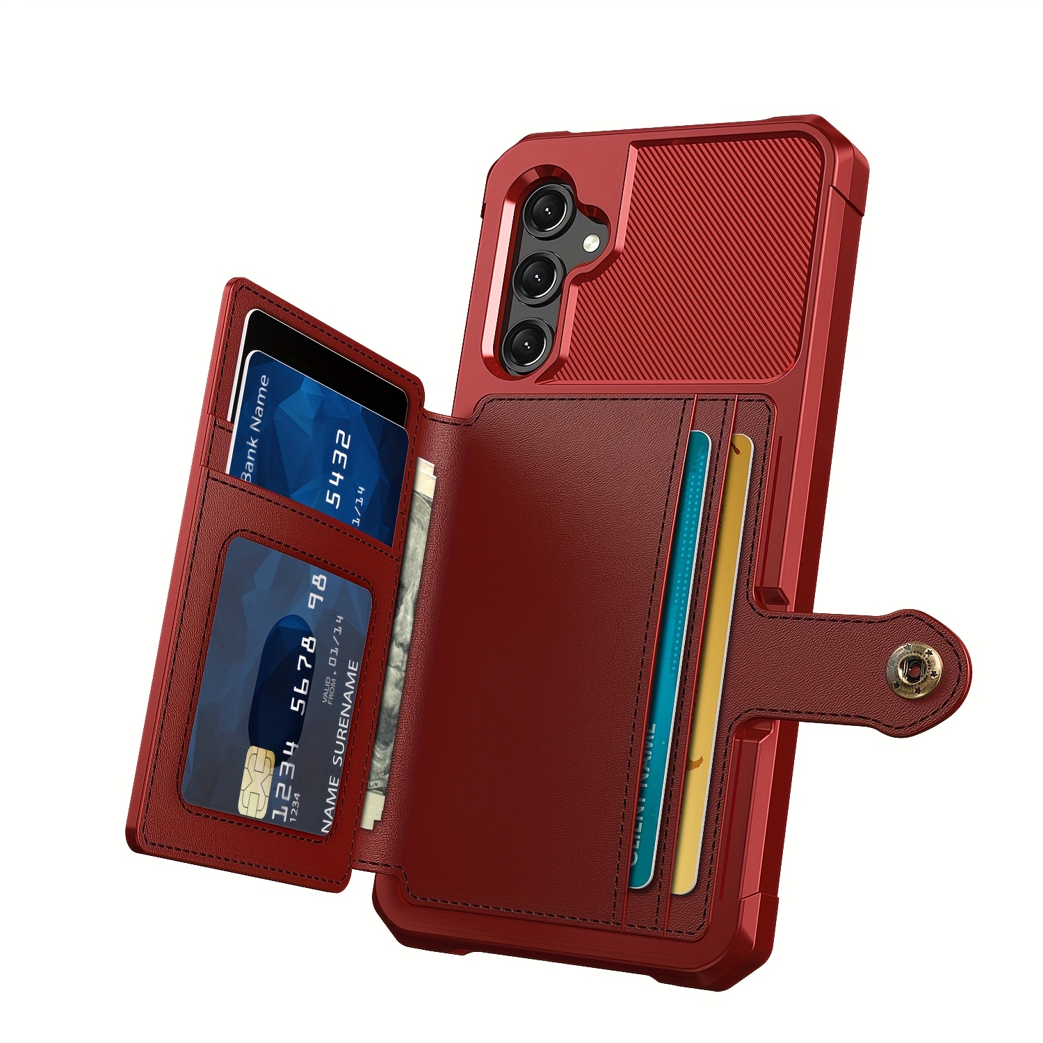 ZM03 Card Holder Faux Leather Case for 5G 5G Mobile Phone, with Card Slot, Compatible with Magnetic Car Mount, Heavy Duty Shockproof Durable Soft TPU Back Faux Leather Flip Wallet Cover - Image 25