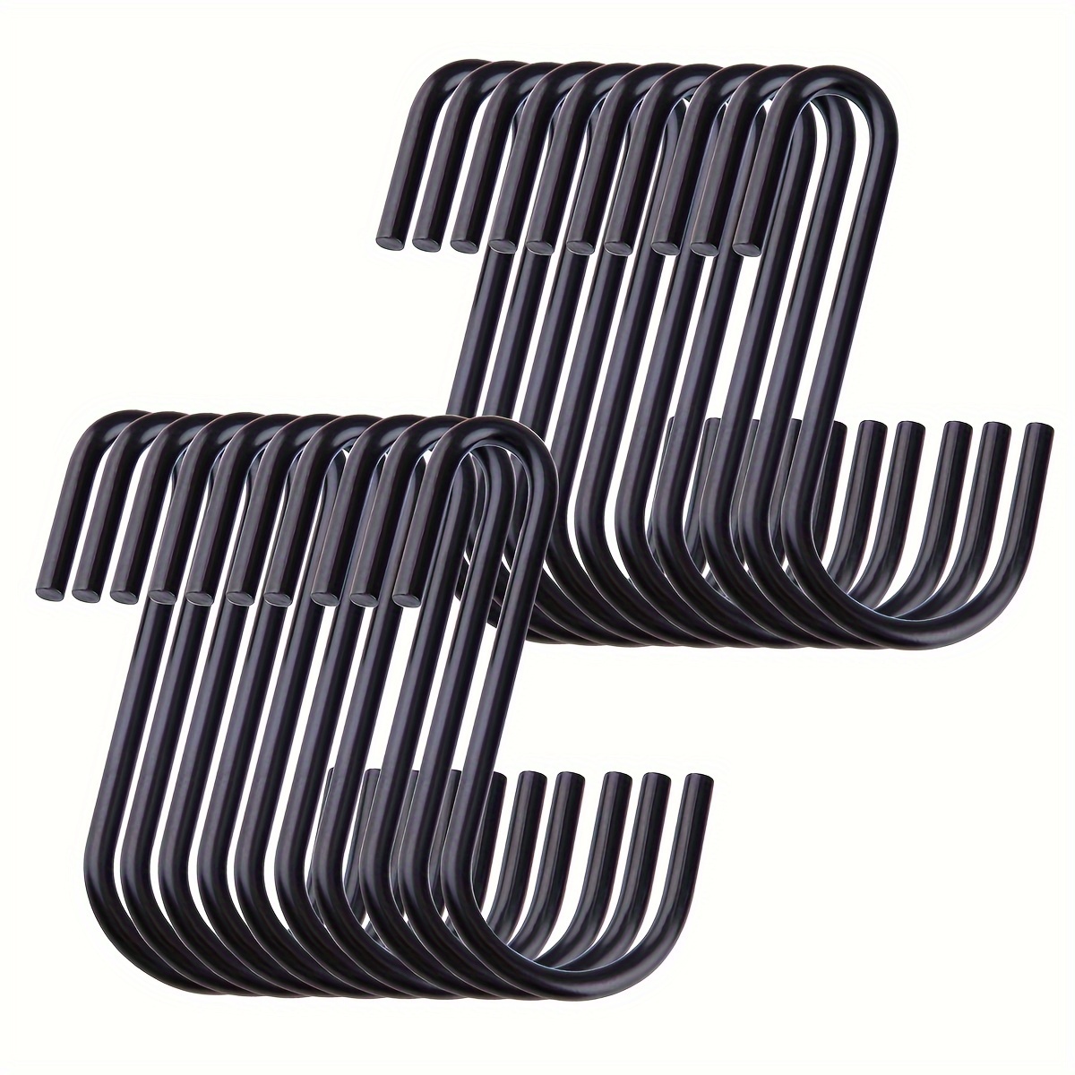 

30-pack Heavy-duty S-shaped Hooks For Hanging Plants, Stainless Steel Metal Utility Hooks, Powder Coated Black, Easy Install For Kitchen Utensils, Pots, Pans, Clothes, Bags, Towels