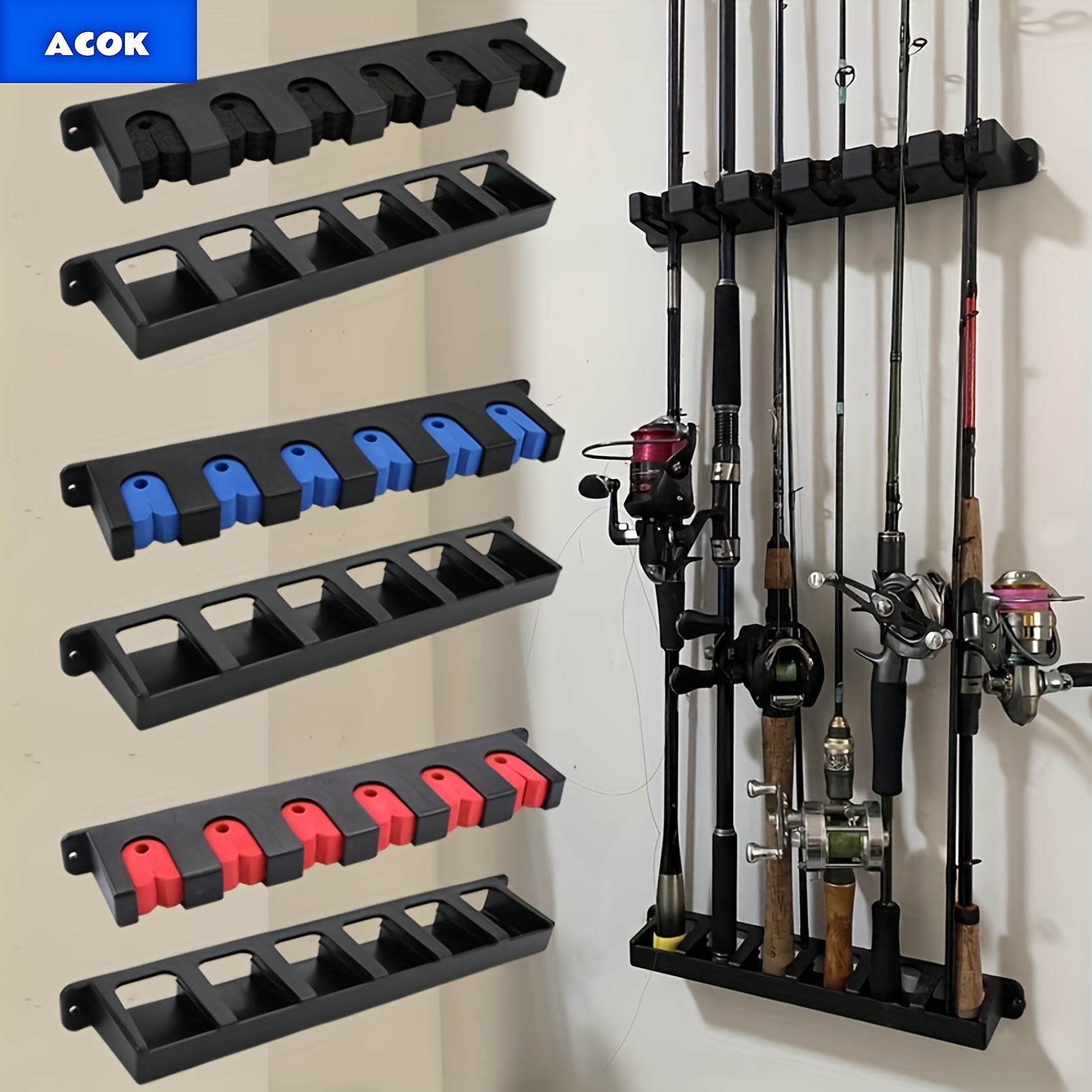 black abs fishing rod bracket wall mounted high density   storage box with multiple compartments for garage and sports equipment storage stylish storage box durable   fishing rod bracket christmas essentials