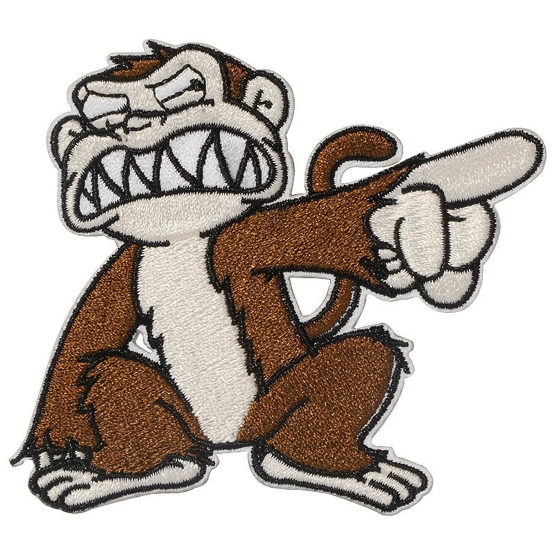 Embroidered Monkey Iron-on/sew-on Patch, Casual Polyester Humorous Badge For Clothing, Jackets, Trucker Hats, Diy Gift, Hand Wash/, Mesh Weave, Mardi Gras, Easter, Decor