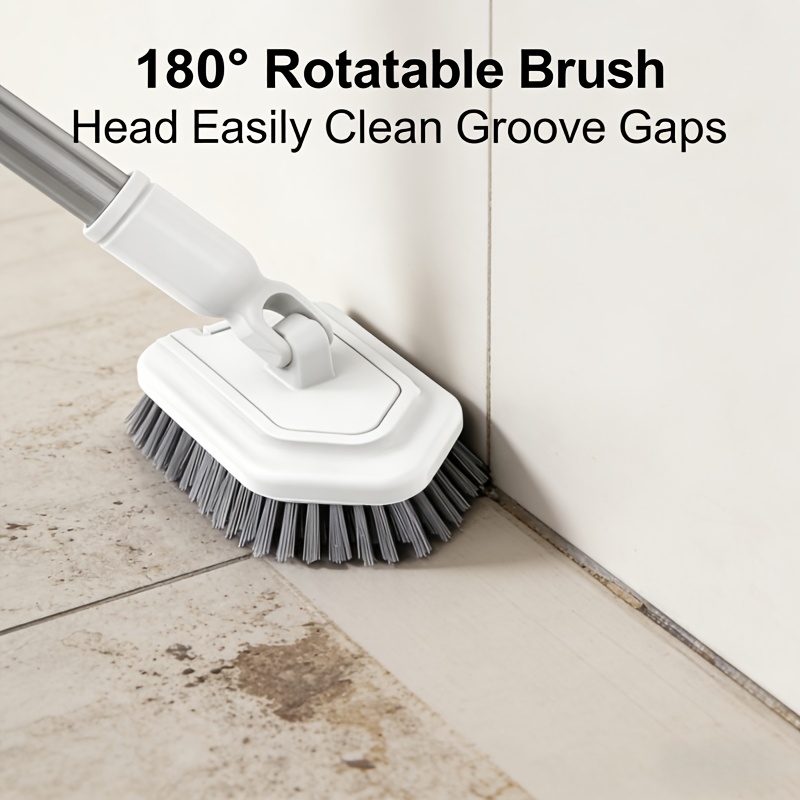 dual head retractable floor and shower brush long handle multi purpose cleaning for bathroom bathtub floor baseboards sink kitchen walls made of plastic 6