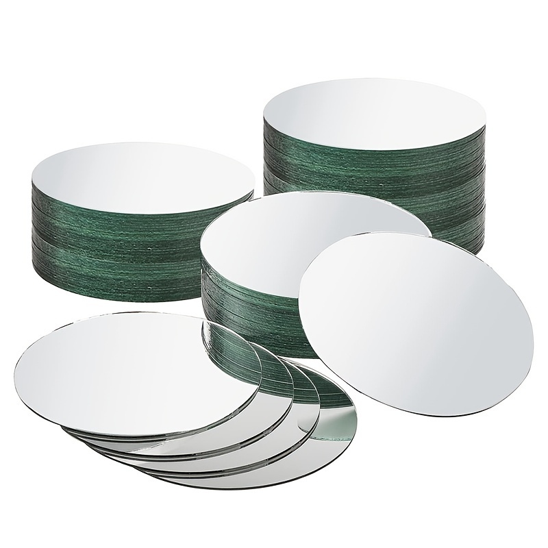 30pcs Round Glass Mirror Tiles 6in Round Mirror Tray Home Decor Frameless Glass Mirror Round Candle Tray For Wall Mounted Mirror, Wedding Table Centerpieces, Crafts, Home Decoration