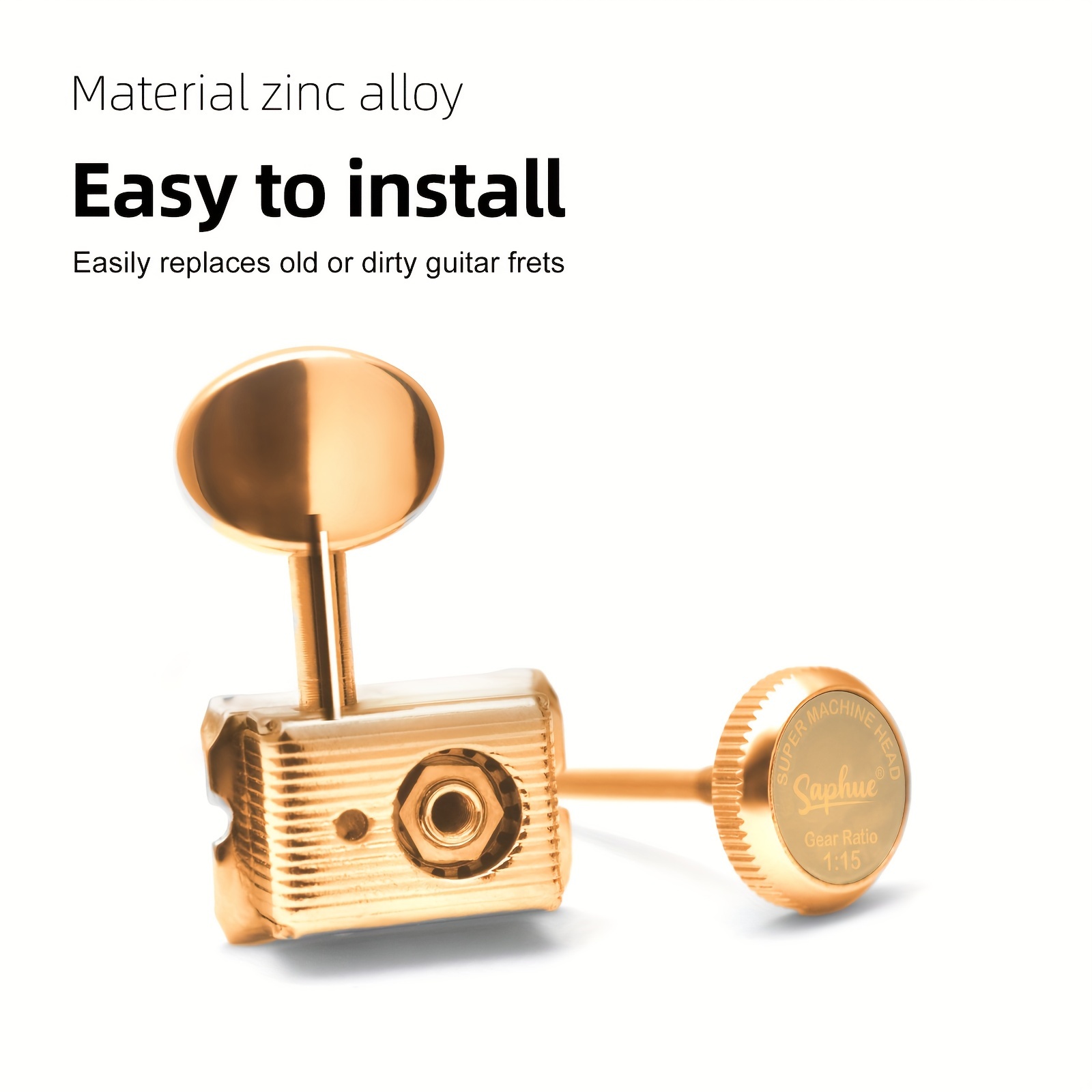 [Inline Guitar Lock Tuners] SAPHUE 6 Inline Guitar Lock String Tuners 1:15 Vintage Guitar Locking Tuning Key Pegs Machine Heads Replacement for ST TL Style Electric Folk or Acoustic Guitars Chrome/Golden, Tuning Pegs, Inline Tuners, Highquality Tuners, Replacement Tuners, Acoustic Guitarists, Guitar Players