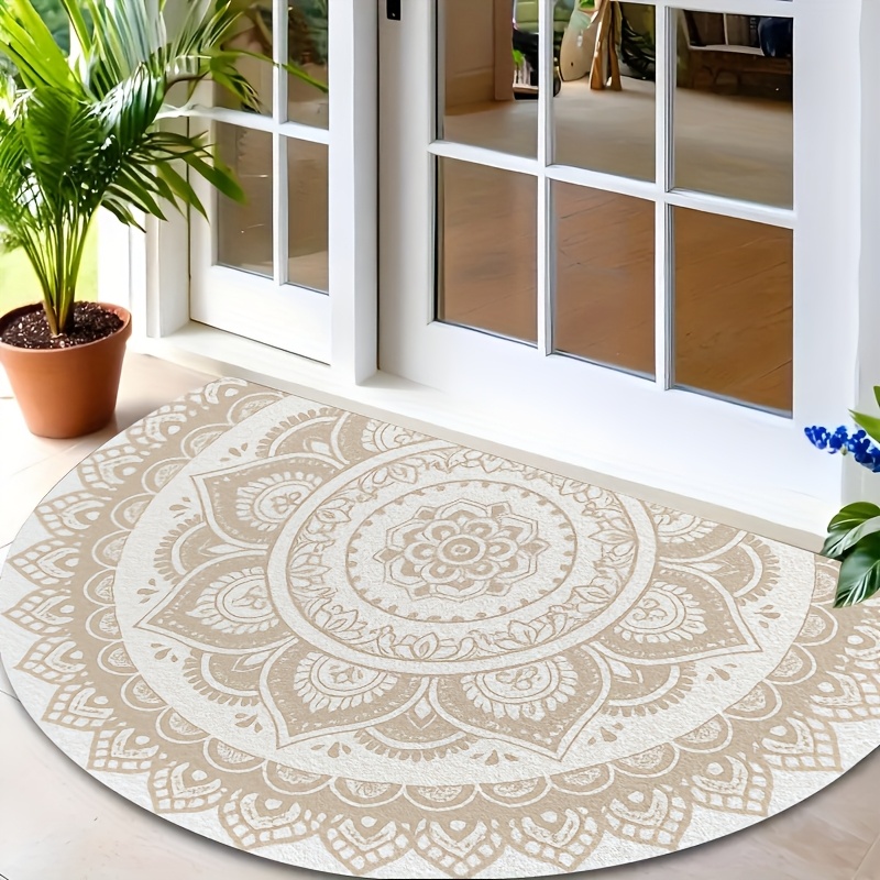 1pc Boho Area Semicircular Doormat 2d Printing Ornate Welcome Door Mat Indoor Doormat For Bathroom Entrance Indoor Hallway Kitchen Dddyxdd14