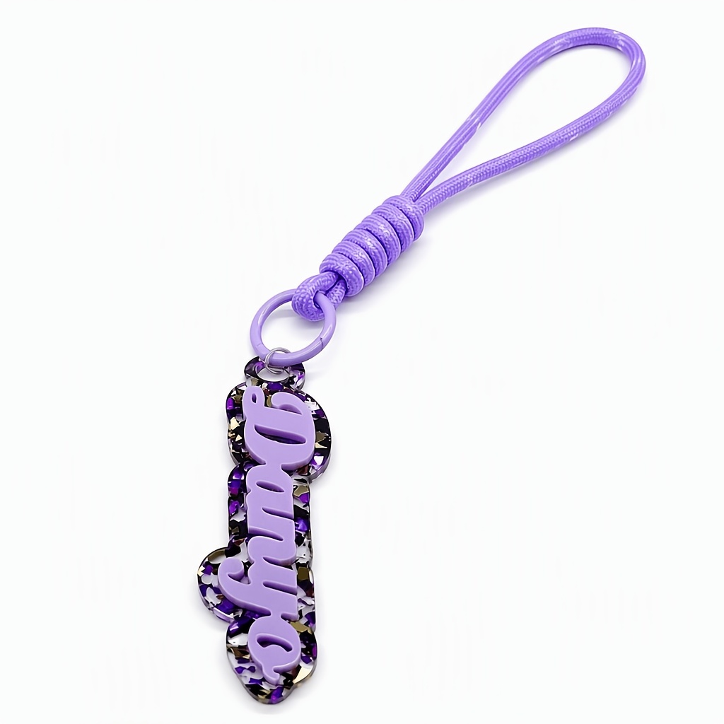 TEMU Custom 3d Acrylic Name Phone Strap, Personalized Braided Rope Bag Charm, Aesthetic Initial Handheld Lanyard, Unique Gift For Her, 3d Embossed