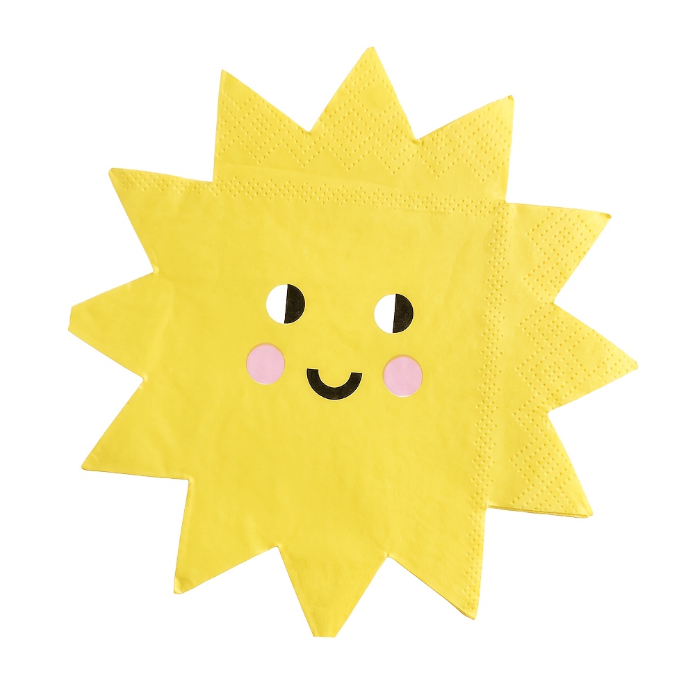 Image of 16/48pcs Sun Napkins, Sun-shaped Disposable Napkins, Summer Party Napkins, Supplies For Sun Parties, Birthday Parties, And Baptism Parties