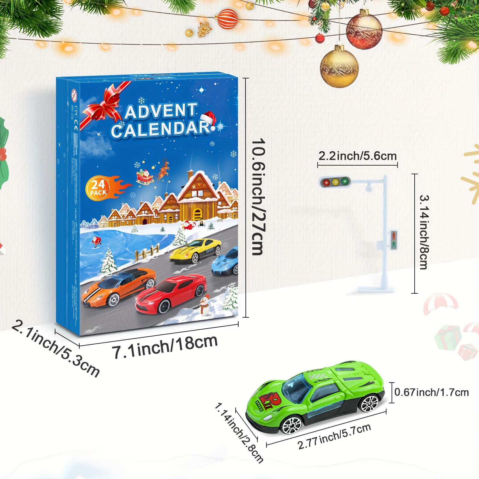 2025 Advent Calendar For Kids - 24 Days Alloy Cars Christmas Countdown, Toddler Boys Gift With Play Map