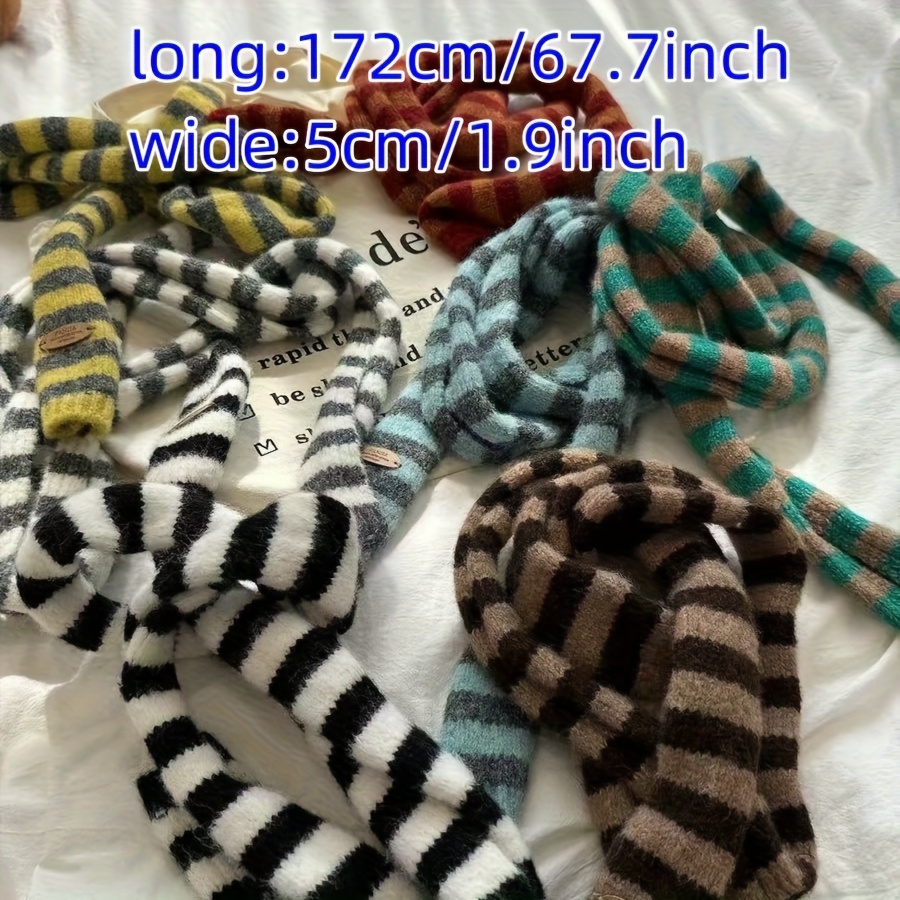 niche fashion y2k long striped block scarf men - Temu Germany