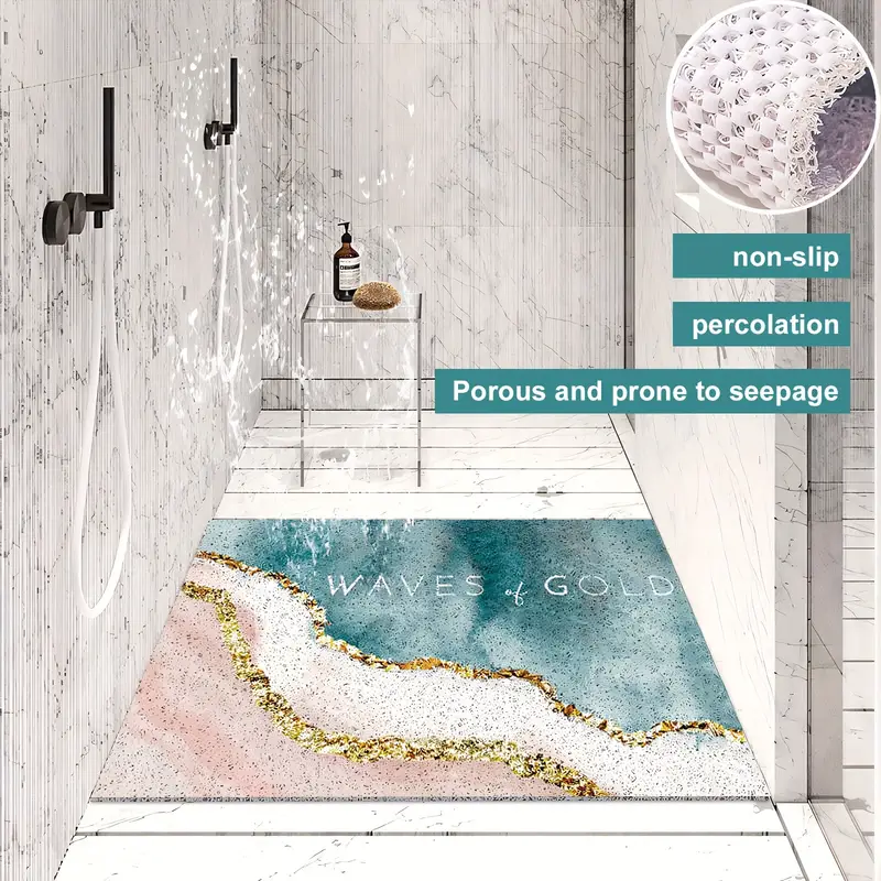 1pc non slip shower mat with drainage holes soft comfortable pvc loofah massage bath mat quick for bathroom bathroom accessory non slippery surface shower mat for bathroo Product details 0