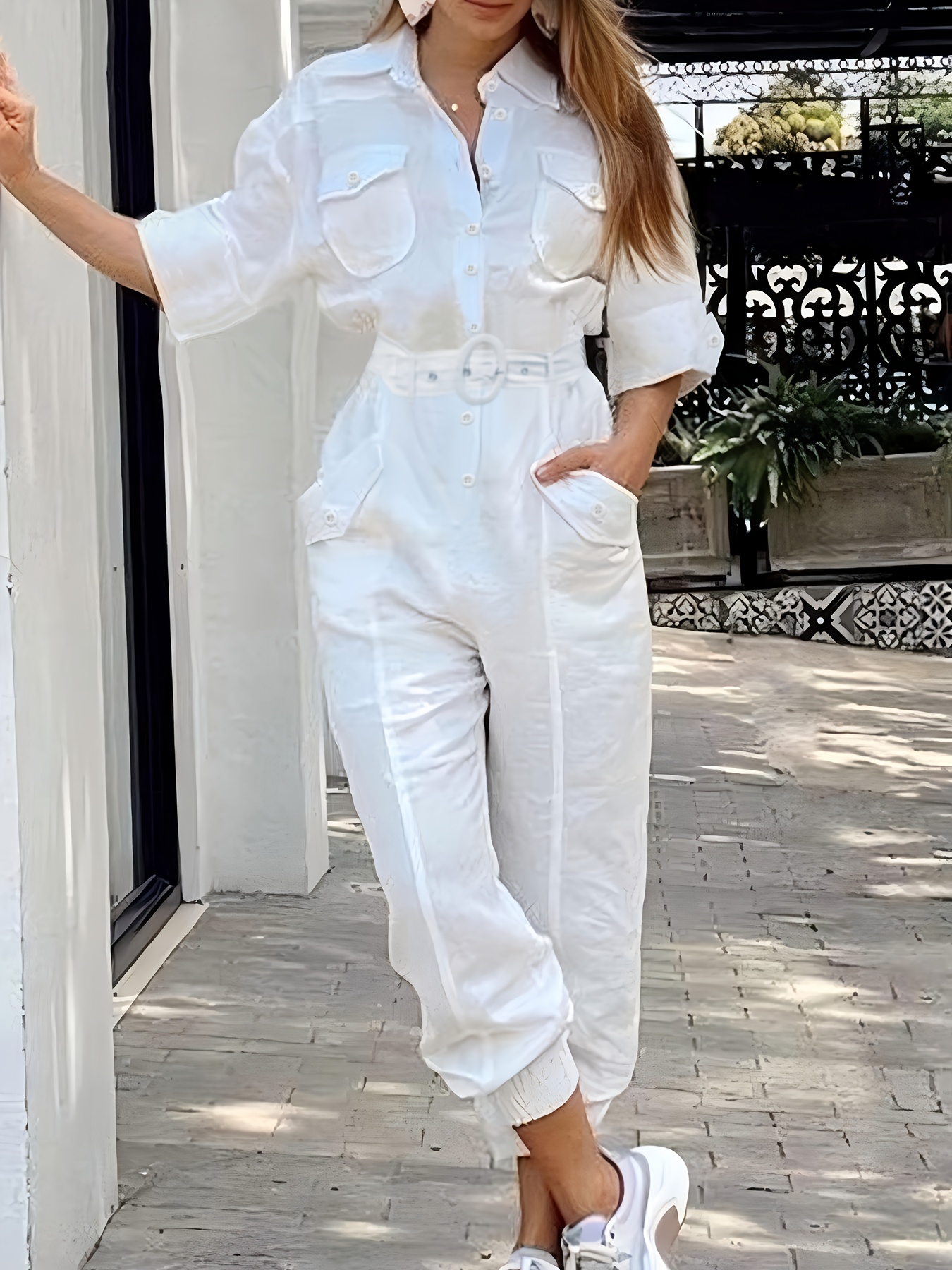 Outfits Womens White Jumpsuit Romper Women' Relaxed Fit Shirt