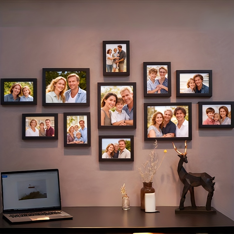 E-shop 11-teiliges Fotoeinfassungs-Kombination, Größen einschließlich 5 Zoll und 7 Zoll, geeignet für Heim-Galerie Wanddekoration, Desktop-Fotoanzeige,