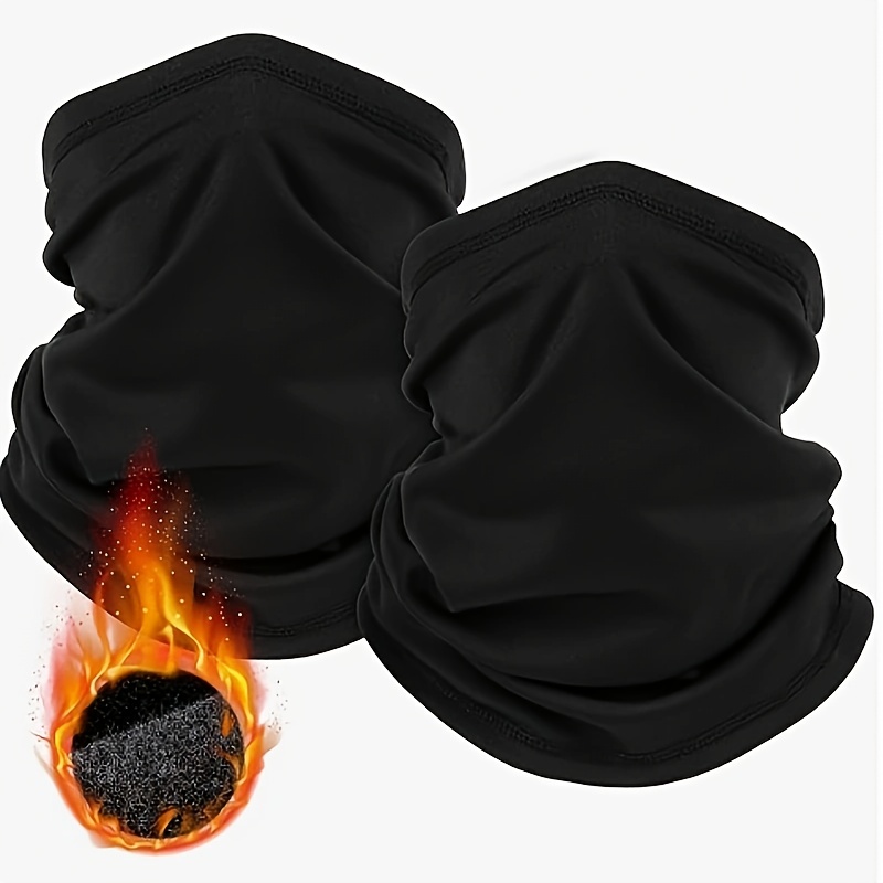 

2pcs Fleece Neck Warmer & Windproof Face Mask - Cozy Winter Scarf For Men And Women