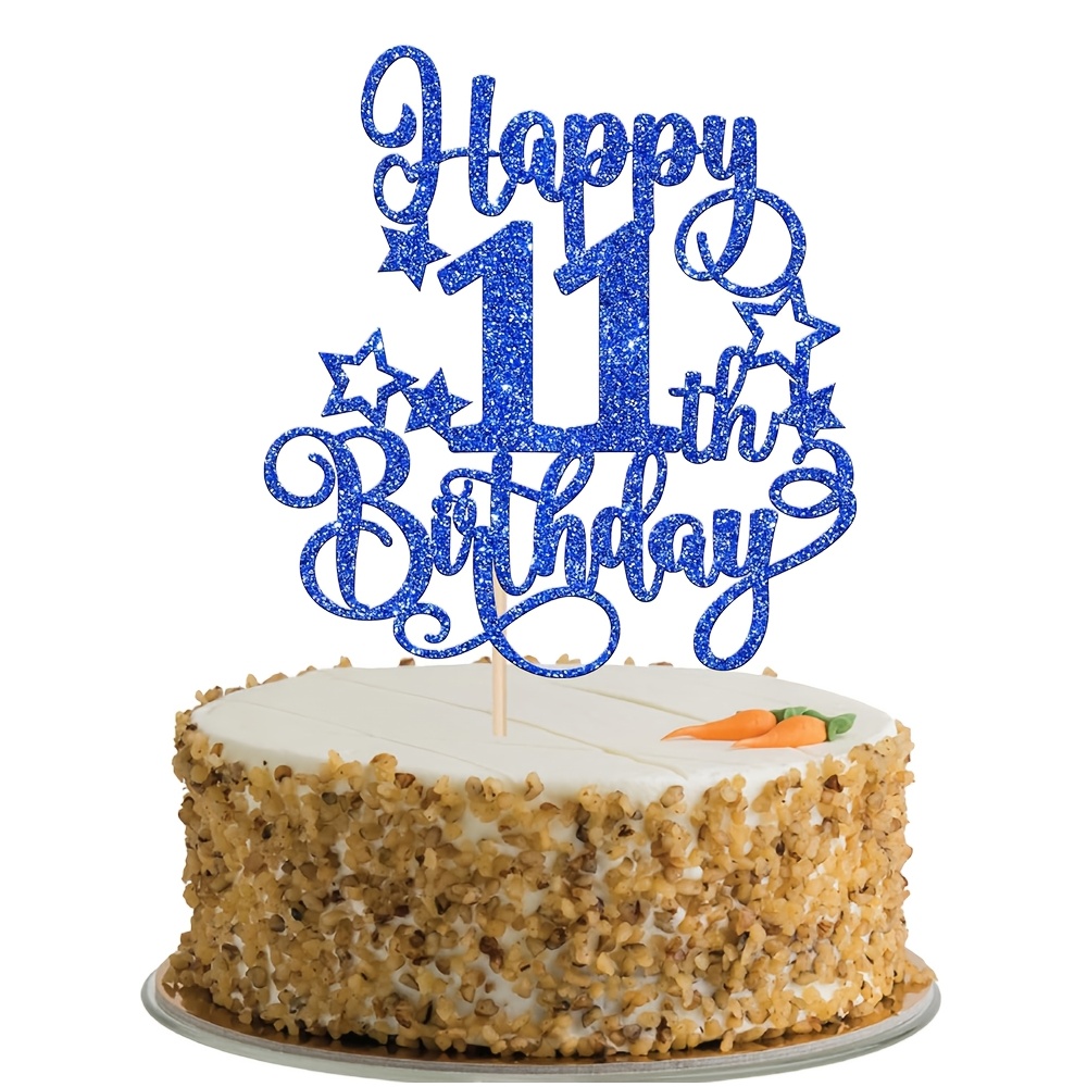 Image of 1pc Happy 11th Birthday Cake Topper Glitter Cheers To 11 Years Birthday Cake Pick Hello 11 Decoration For Happy 11th Birthday Anniversary Party Decorations Supplies