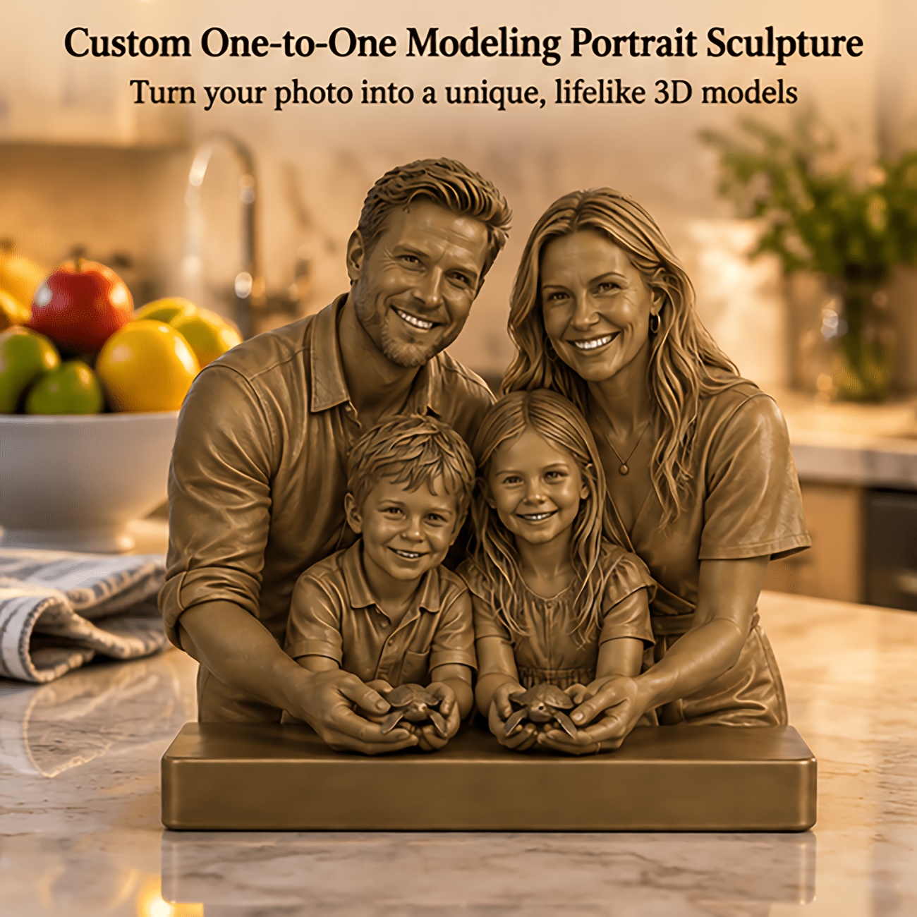 TEMU Collectible Figurines 3d Portrait Model - Beach Cabin Custom Parent-child Ornament, ! Capture Memories On The Beach / Time, An For Home Decor, &