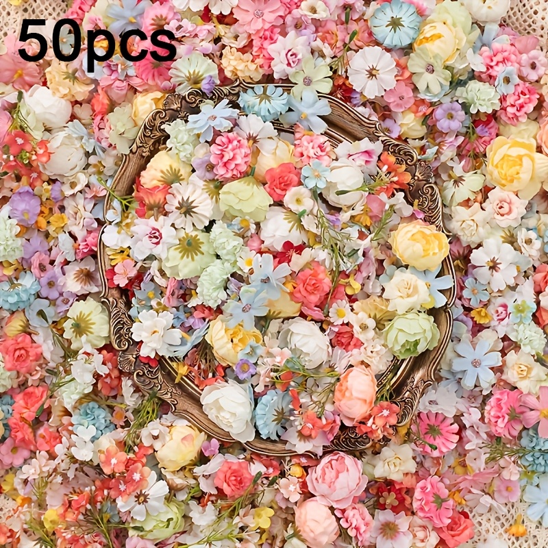TEMU 50/100/150 pezzi Mini Casuale Fiori Artificiali Finte per Decorazioni Casa Artigianato Regali Aggiunte Decorazioni Matrimonio Sposa