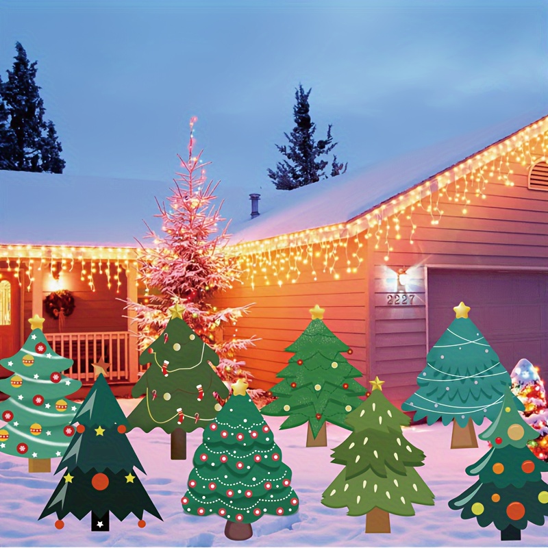 

8 Christmas Decorations, Yard Signs For Outdoor Decoration Of Christmas Trees, Decorations For Front Door Lawns, Gardens, And