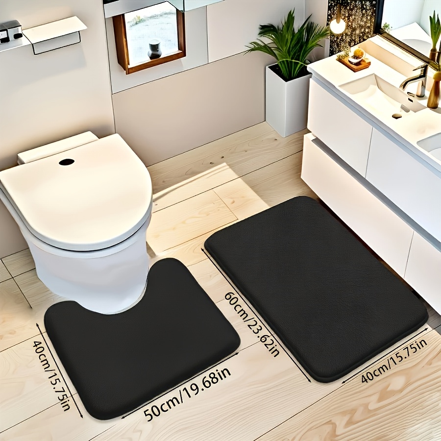 TEMU 2pcs Memory Foam Bathroom Rug Set, , Non-slip, Absorbent For Bathroom Shower And Bathtub, Non-slip Bath Mat, Laundry Room Rug, Carpet Mat, Room