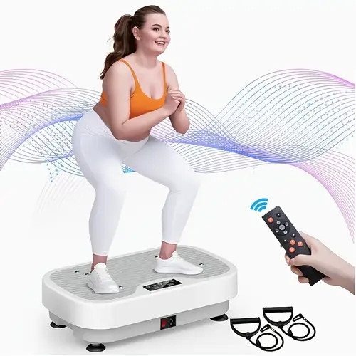 quiet vibration plate exercise machine with loop bands usb powered 10 speed adjustable fitness shaker board lcd display ideal for full body workouts wellness accessories