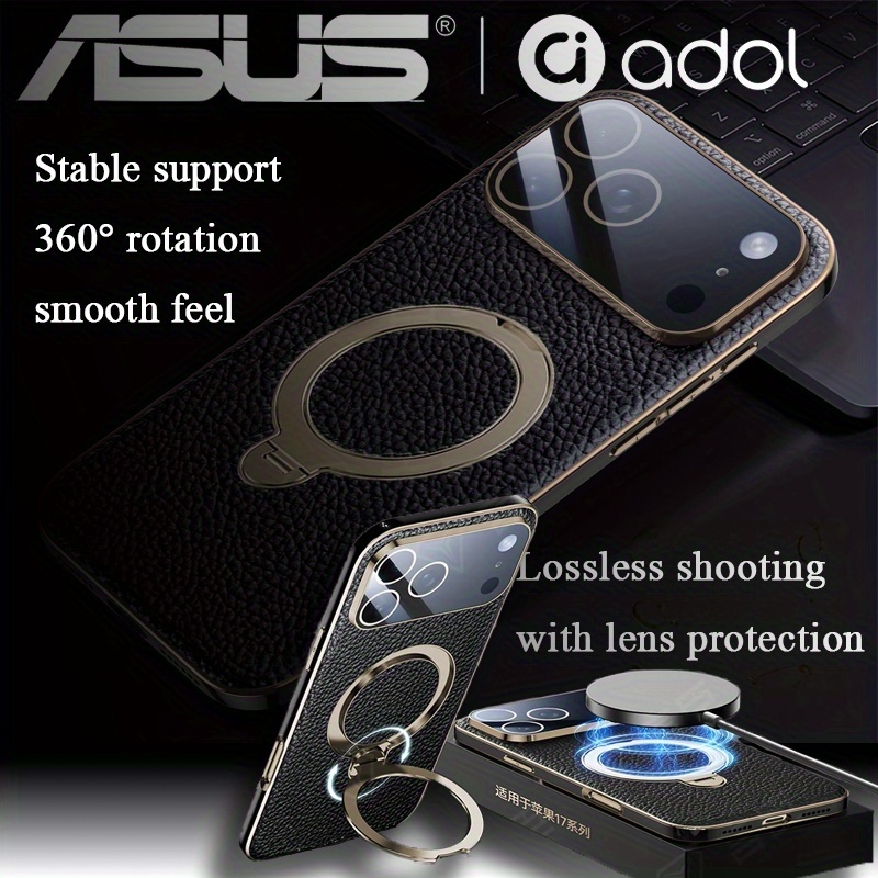 TEMU Phone Case: Asus -thin Drop-proof Case For Iphone 17 Pro/pro Max, Featuring Precision-cut Holes And Full Lens Coverage. Black And Golden Lychee