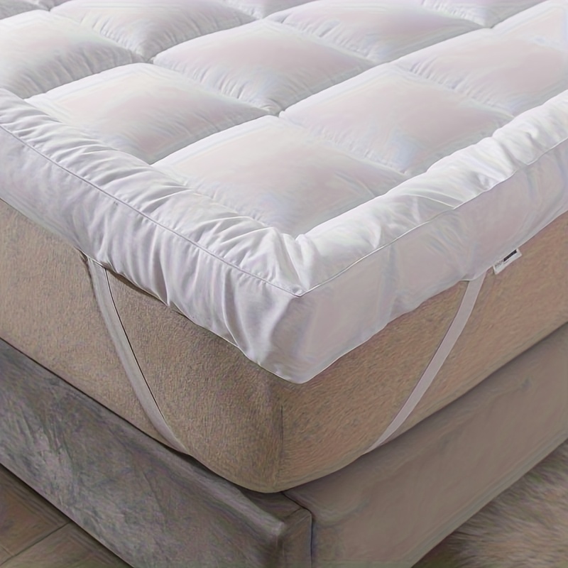 1pc Extra Thick Mattress Topper, Overfilled with 10cm/ 4Inch Microfiber Filling with Deep Pocket, Plush Soft Pillow Top Mattress Topper Anti-Shift & Even Weight Distribution Single/Double/King/Super King All UK Bed Sizes