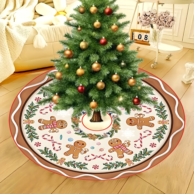 TEMU Falda para Árbol de Navidad de Jengibre para Hombre - Poliéster, Cierre con , para Decoraciones Navideñas de Interior y Exterior