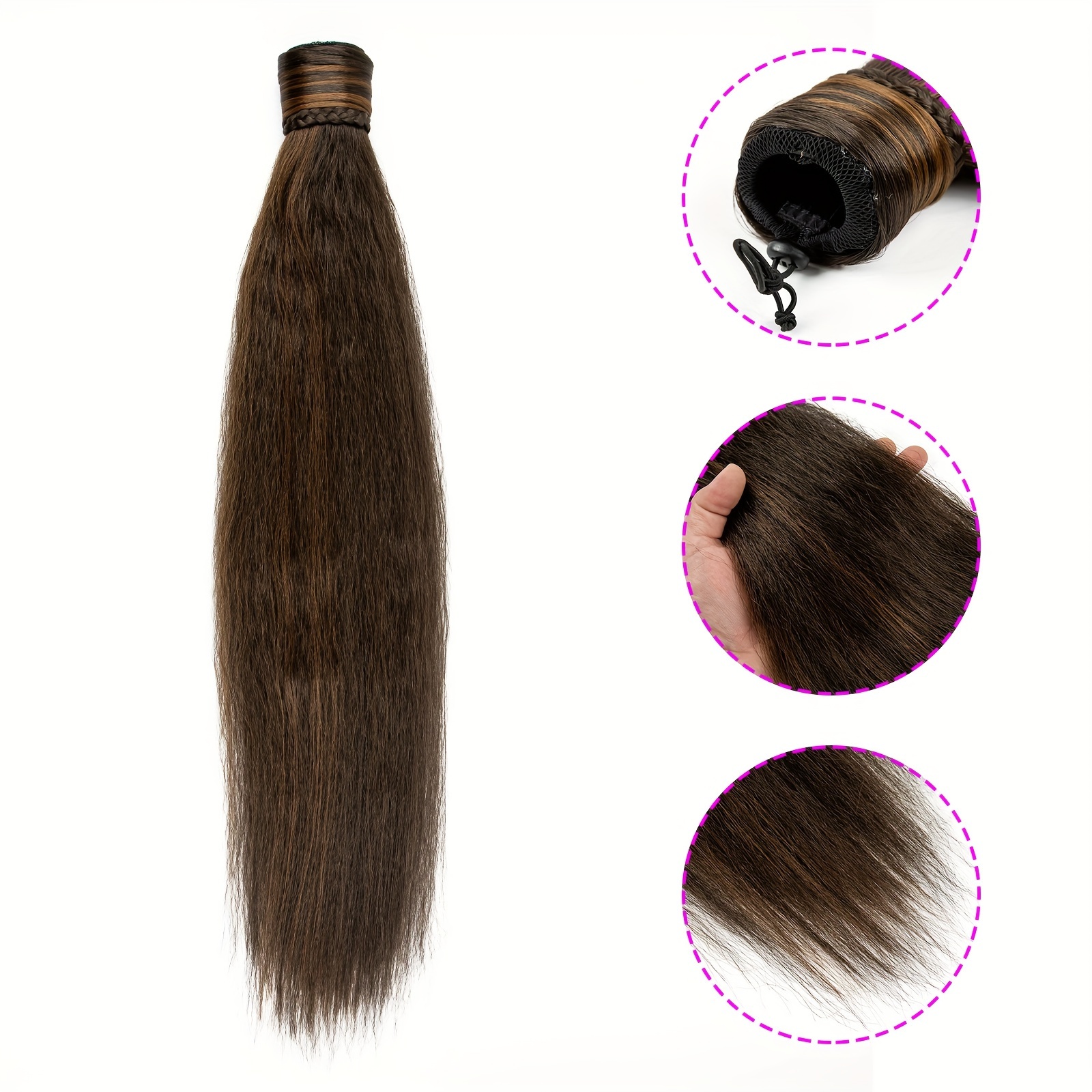 elegant brown ponytail extension straight synthetic hairpiece for all hair types   halloween casual attire for halloween autumn details 8