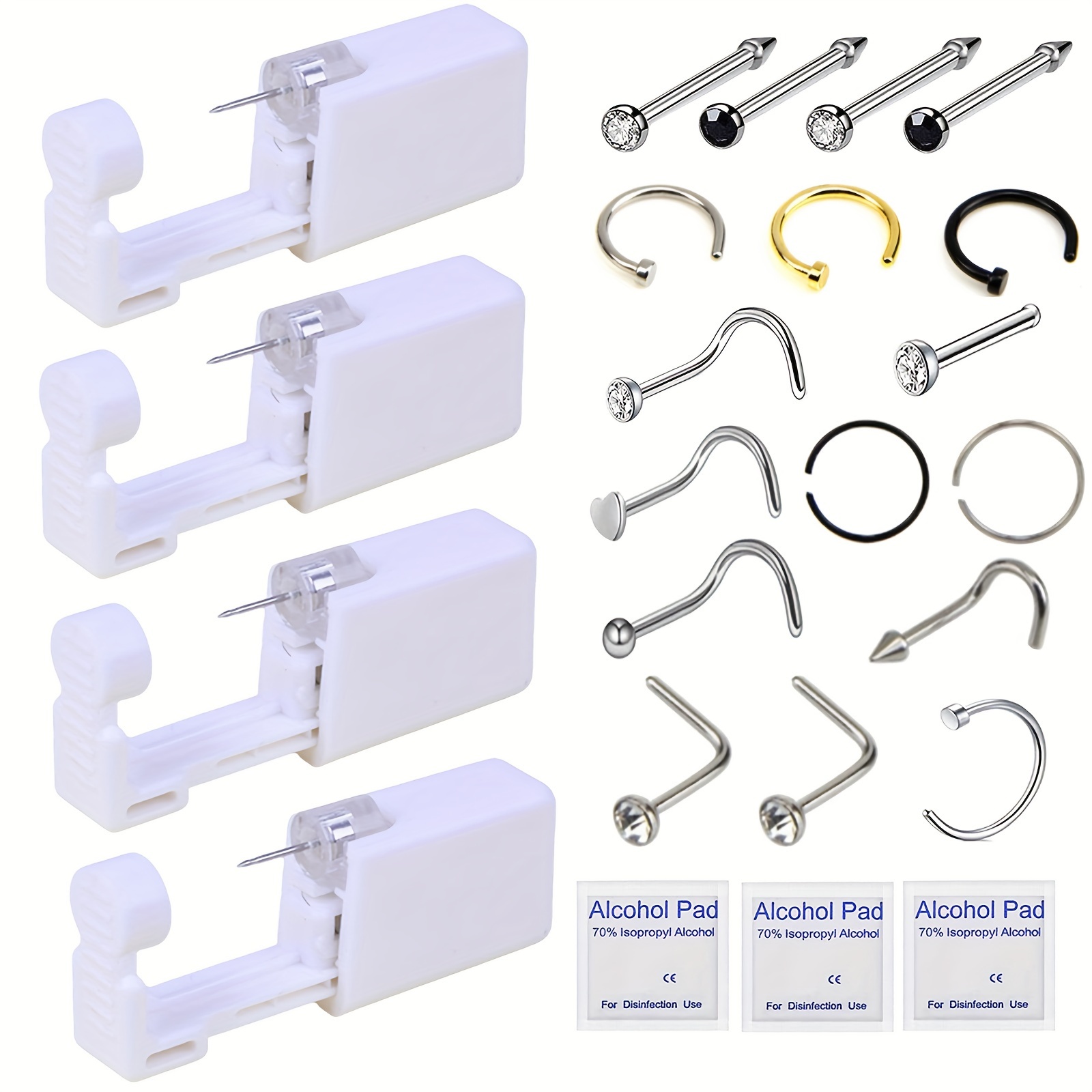 

Nose Piercing Kit - 4 Pack Self Nose Piercing Gun, Disposable Safety Nose Piercing Kit With Nose Rings Stud Nose Piercings Gun Kit Tool