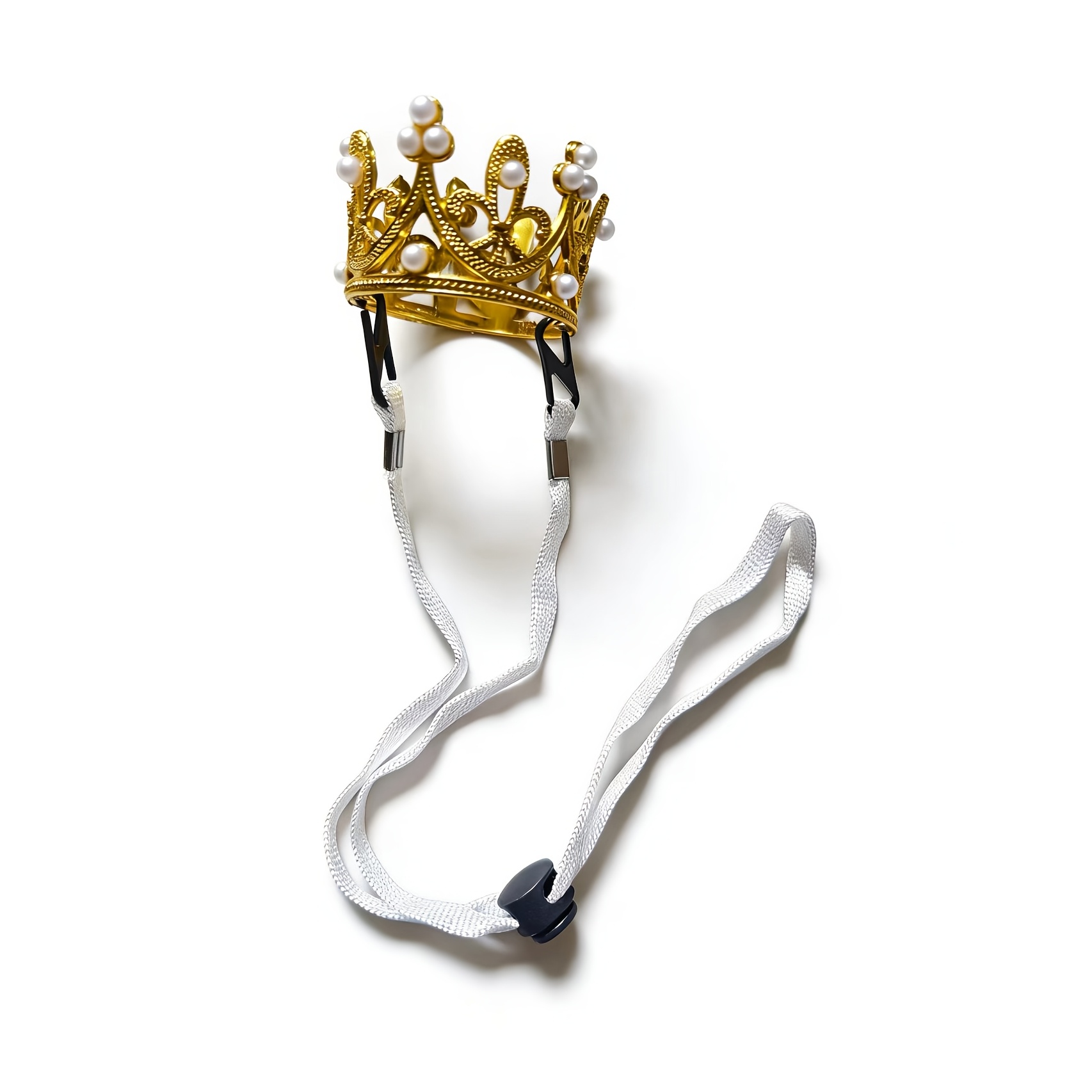Image of 1pc Adjustable Crown Hat For - Sparkling Birthday Party Costume With Pearl Tiara, Suitable For Cat/dog Costume Parties, Photo Shoots, Themed Events - Headpiece Gift For Pets