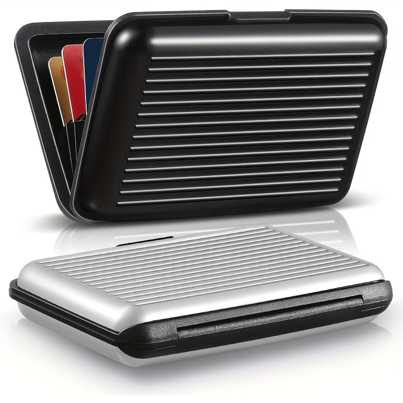 TEMU 2 Sleek Rfid-blocking Credit Card Holders Made Of Aluminum Alloy, Featuring 6 Slots For Business Cards, A Wallet For Metal Id Cards, Theft