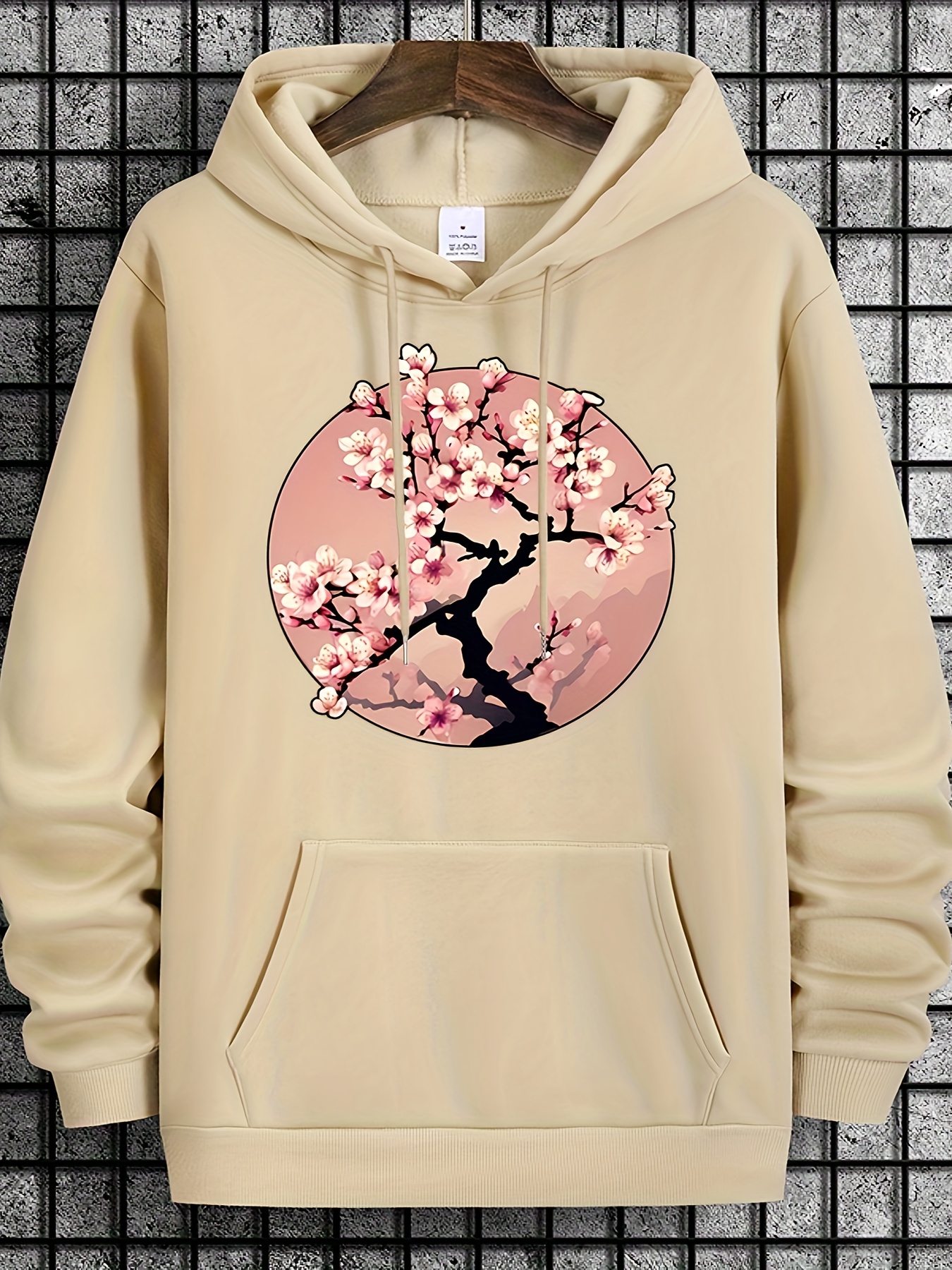 Peach Print Men s Pullover Round Neck Hoodies Temu